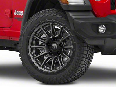 Fuel Wheels Piston Matte Gunmetal with Gloss Black Lip Wheel; 22x10; -18mm Offset (18-25 Jeep Wrangler JL)