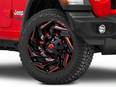 Fuel Wheels Reaction Gloss Black Milled with Red Tint Wheel; 22x10; -18mm Offset (18-25 Jeep Wrangler JL)