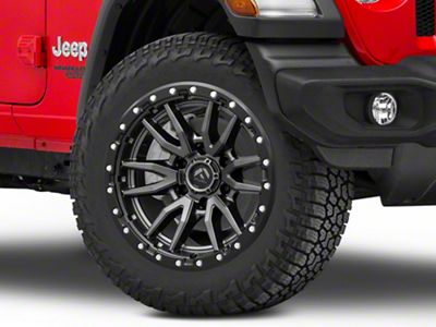 Fuel Wheels Rebel Matte Gunmetal with Black Bead Ring Wheel; 20x9; 20mm Offset (18-25 Jeep Wrangler JL)