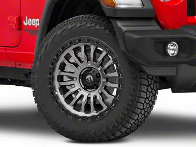 Fuel Wheels Rincon Matte Gunmetal with Black Ring Wheel; 20x10; -18mm Offset (18-25 Jeep Wrangler JL)