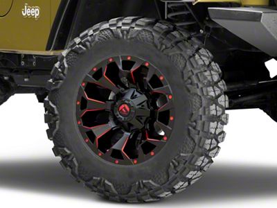 Fuel Wheels Assault Matte Black Red Milled Wheel; 18x9; 1mm Offset (97-06 Jeep Wrangler TJ)
