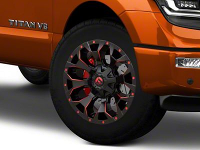 Fuel Wheels Assault Matte Black Red Milled 6-Lug Wheel; 20x10; -22mm Offset (17-24 Titan)