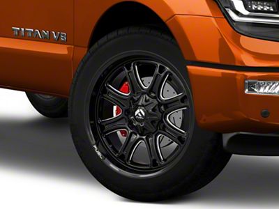 Fuel Wheels Darkstar Gloss Black Milled 6-Lug Wheel; 22x9; 1mm Offset (17-24 Titan)