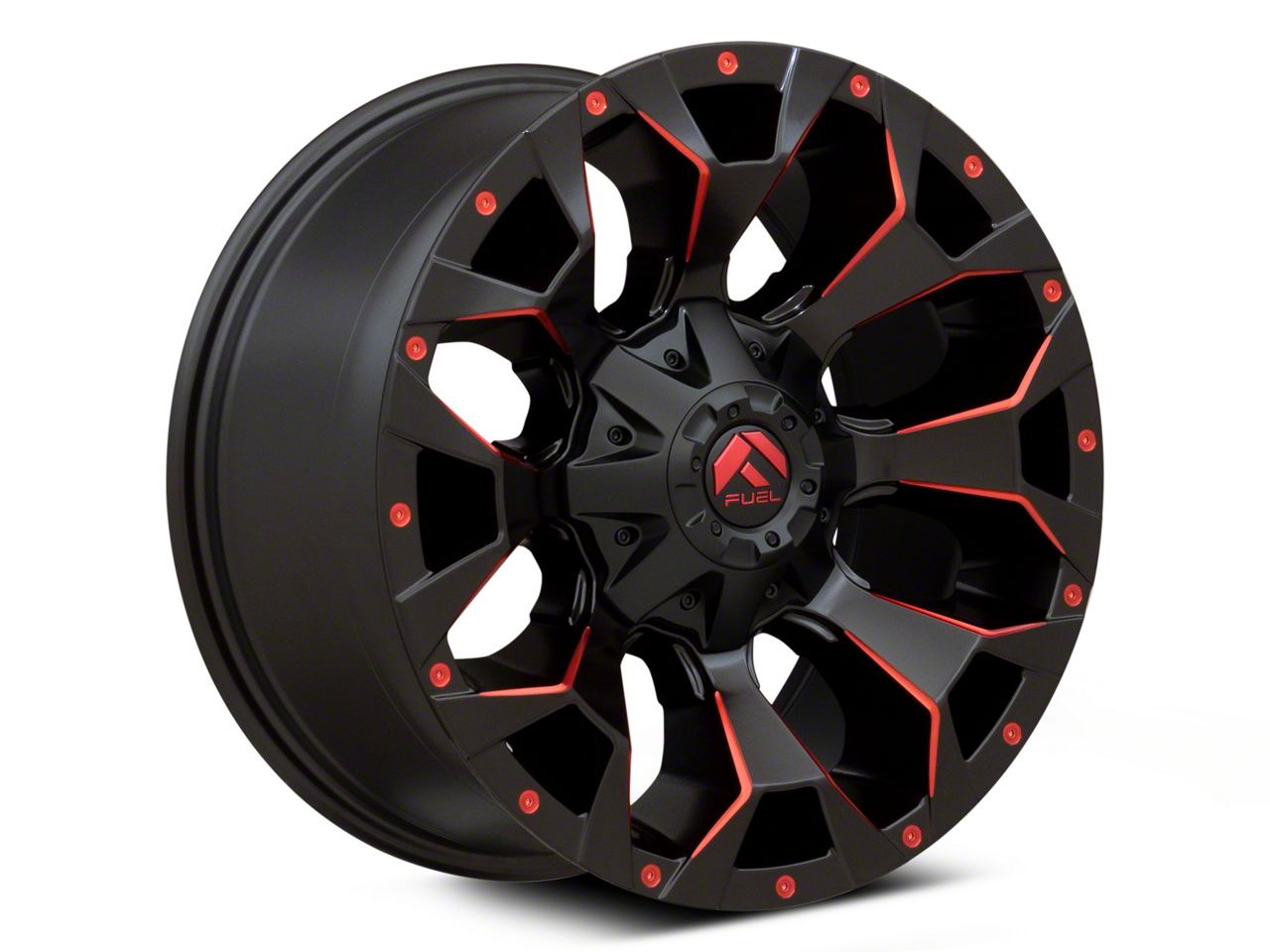 Fuel Wheels Titan XD Assault Matte Black Red Milled 6-Lug Wheel; 18x9 ...