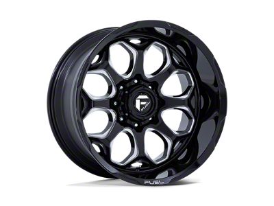 Fuel Wheels Scepter Gloss Black Milled 6-Lug Wheel; 20x9; 1mm Offset (16-24 Titan XD)