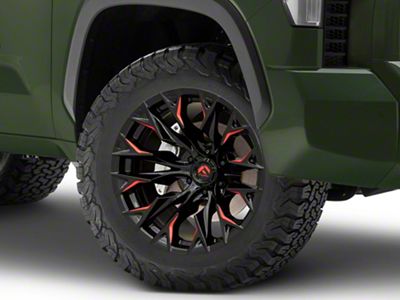 Fuel Wheels Flame Gloss Black Milled with Red Accents 6-Lug Wheel; 20x10; -18mm Offset (22-25 Tundra)