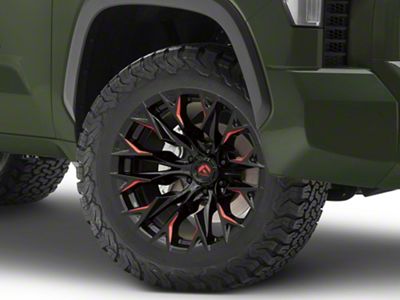 Fuel Wheels Flame Gloss Black Milled with Red Accents 6-Lug Wheel; 20x9; 20mm Offset (22-25 Tundra)