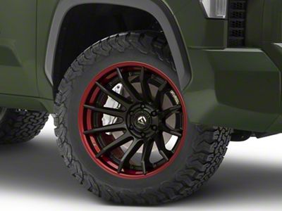 Fuel Wheels Fusion Forged Burn Matte Black with Candy Red Lip 6-Lug Wheel; 20x10; -18mm Offset (22-25 Tundra)