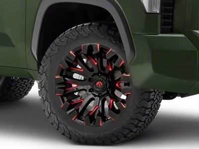 Fuel Wheels Quake Gloss Black Milled with Red Accents 6-Lug Wheel; 20x10; -18mm Offset (22-25 Tundra)