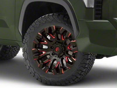 Fuel Wheels Quake Gloss Black Milled with Red Tint 6-Lug Wheel; 20x9; 1mm Offset (22-25 Tundra)