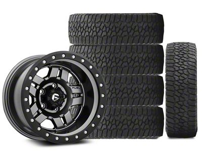 15x10 Fuel ANZA Wheel & 33in Falken All-Terrain Wildpeak A/T3W Tire Package; Set of 5 (97-06 Jeep Wrangler TJ)