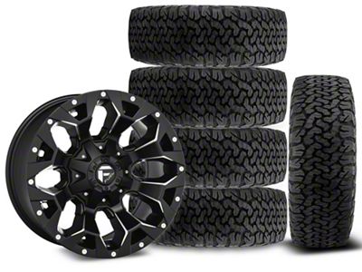 17x9 Fuel Assault Wheel & 34in BF Goodrich All-Terrain T/A KO Tire Package; Set of 5 (18-25 Jeep Wrangler JL)