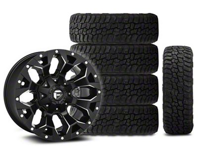 17x9 Fuel Assault Wheel & 33in Mickey Thompson All-Terrain Baja Boss Tire Package; Set of 5 (18-25 Jeep Wrangler JL)