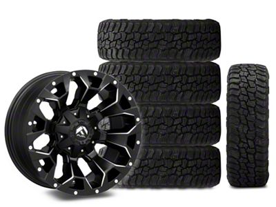 18x9 Fuel Assault Wheel & 33in Mickey Thompson All-Terrain Baja Boss Tire Package; Set of 5 (18-25 Jeep Wrangler JL)