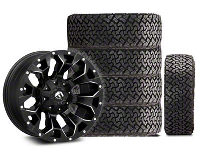 18x9 Fuel Assault Wheel & 35in 35x12.50R18 Venom Power All-Terrain Terra Hunter X/T Tire Package; Set of 5 (18-25 Jeep Wrangler JL)