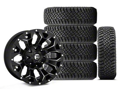 17x9 Fuel Assault Wheel & 35in Atturo All-Terrain Trail Blade X/T Tire Package; Set of 5 (07-18 Jeep Wrangler JK)