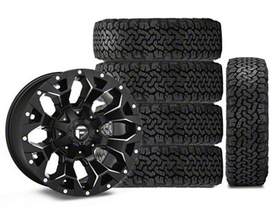 17x9 Fuel Assault Wheel & 33in BF Goodrich All-Terrain T/A KO Tire Package; Set of 5 (07-18 Jeep Wrangler JK)