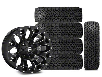 17x9 Fuel Assault Wheel & 34in BF Goodrich All-Terrain T/A KO Tire Package; Set of 5 (18-25 Jeep Wrangler JL)