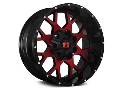 Full Throttle Off Road FT0151 Gloss Black with Red Face 6-Lug Wheel; 20x10; -24mm Offset (04-15 Titan)