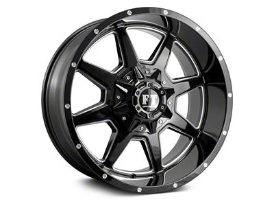 Full Throttle Off Road FT2 Gloss Black Milled Wheel; 20x12; -44mm Offset (18-25 Jeep Wrangler JL)