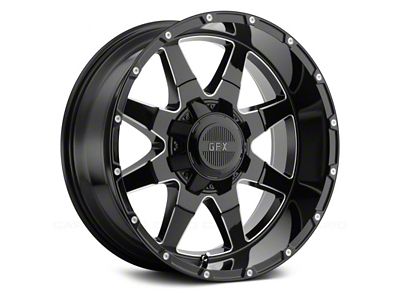 G-FX TR-12 Gloss Black Milled Wheel; 17x9; 12mm Offset (97-06 Jeep Wrangler TJ)