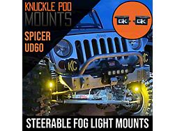 GateKeeper Off-Road Ultimate Dana 60 Dana Spicer Axle Knuckle Pod Light Mounts; Single High Steer Mount (Universal; Some Adaptation May Be Required)