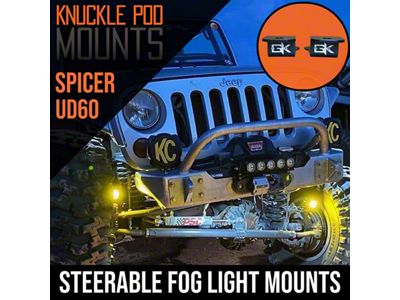 GateKeeper Off-Road Ultimate Dana 60 Dana Spicer Axle Knuckle Pod Light Mounts; Dual High Steer Mount (Universal; Some Adaptation May Be Required)