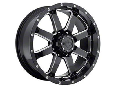 Gear Off-Road Big Block Gloss Black Milled 6-Lug Wheel; 20x10; -19mm Offset (16-23 Tacoma)