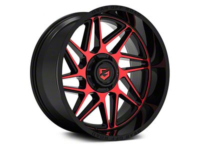 Gear Off-Road Ratio Gloss Black Machined and Red Tint Face 6-Lug Wheel; 20x10; -19mm Offset (16-23 Tacoma)