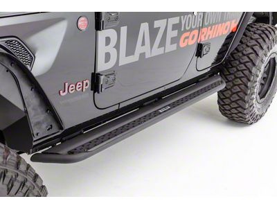 Go Rhino Dominator Xtreme DSS Slider Side Step Bars; Textured Black (18-25 Jeep Wrangler JL 2-Door)