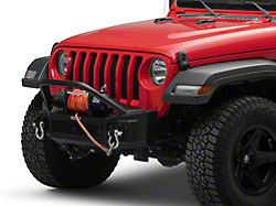 Go Rhino Rockline Winch-Ready Stubby Front Bumper with Over Rider; Textured Black (18-25 Jeep Wrangler JL)