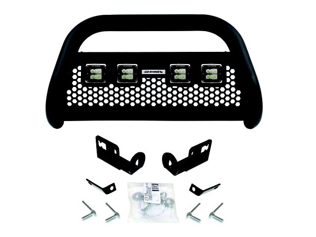 Go Rhino RC2 LR Front Bull Bar For Chevy/GMC Trucks - Textured Black, Hex Skid Plate, Light Mounts, No-Drill Installation