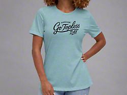 Go Topless Day Women's Vintage Script T-Shirt; Blue Lagoon