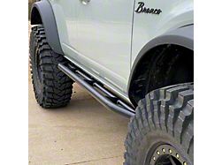 GOAT Fabrication Angled Rock Sliders without Top Plates; Black Texture (21-26 Bronco 4-Door w/o Factory Rock Rails)