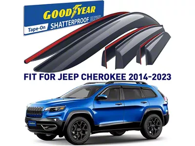 Goodyear Car Accessories Shatterproof Tape-On Window Deflectors (14-23 Jeep Cherokee KL)