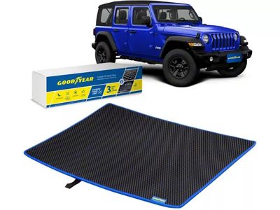Goodyear Car Accessories Custom Fit Cargo Liner; Black/Blue (18-26 Jeep Wrangler JL 4-Door, Excluding 4xe)