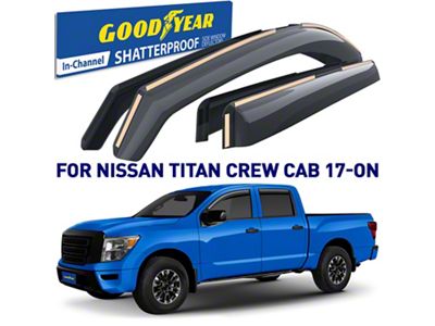 Goodyear Car Accessories Shatterproof in-Channel Window Deflectors (17-24 Titan Crew Cab)