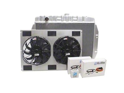 Griffin Radiators ComboUnit DownFlow Radiator with GM Outlets Filler; Short Core; 2-Row (76-86 Jeep CJ7 w/ Manual Transmission)