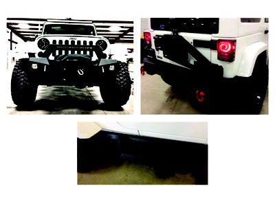 Hammerhead JKX Series Front Bumper, Rear Bumper with Tire Carrier and Running Board Kit (07-18 Jeep Wrangler JK 2-Door)