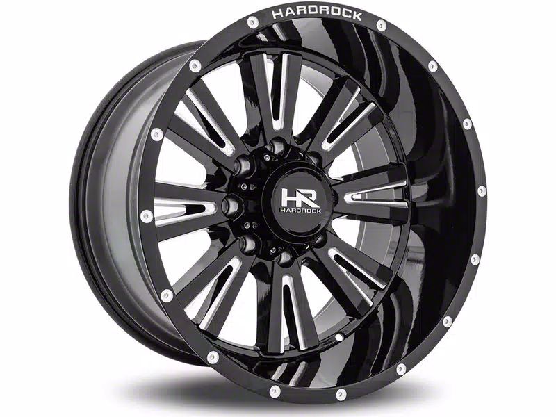 Hardrock Offroad Titan Spine Xposed Gloss Black Milled 6-Lug Wheel ...