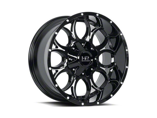 25mm Offset Rims Hardrock Offroad Tundra Devastator Gloss Black Milled 5-Lug Wheel ...