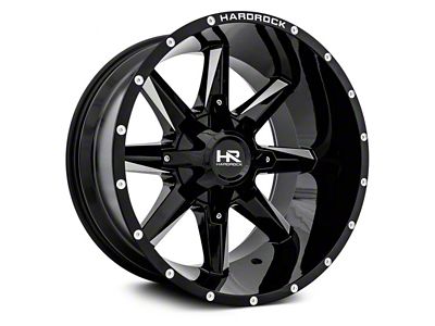 Hardrock Offroad Hardcore Gloss Black Milled 6-Lug Wheel; 20x12; -44mm Offset (21-25 Bronco, Excluding Raptor)