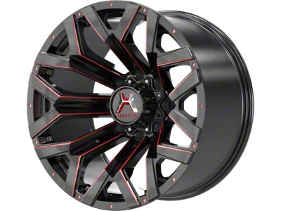 Hartes Metal Hawkish Gloss Black Milled with Red Tint 6-Lug Wheel; 20x10; -18mm Offset (04-15 Titan)