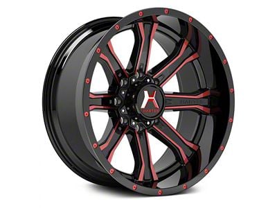 Hartes Metal Strike Gloss Black Milled with Red Tint 6-Lug Wheel; 22x12; -44mm Offset (24-25 Tacoma)