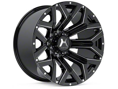 Hartes Metal Hawkish Gloss Black Milled 6-Lug Wheel; 22x12; -44mm Offset (25-26 4Runner)