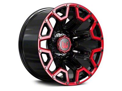 Hartes Metal Blaze Gloss Black Machined with Red Tint Wheel; 22x12; -44mm Offset (20-25 Jeep Gladiator JT)