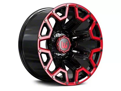 Hartes Metal Blaze Gloss Black Machined with Red Tint Wheel; 22x12; -44mm Offset (18-25 Jeep Wrangler JL)