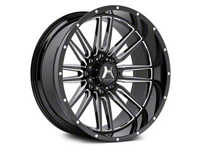 Hartes Metal Whipsaw Gloss Black Milled Wheel; 24x12; -44mm Offset (76-86 Jeep CJ7)