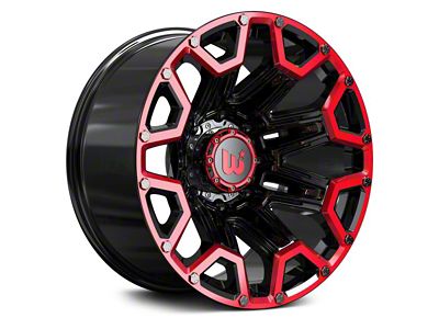 Hartes Metal Blaze Gloss Black Machined with Red Tint Wheel; 20x10; -24mm Offset (87-95 Jeep Wrangler YJ)