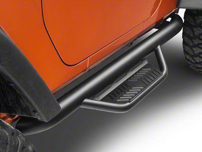 Havoc Offroad HS2 Hoop Side Step Bars; Textured Black (07-18 Jeep Wrangler JK 2-Door)